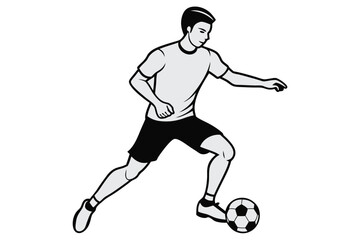 Obraz premium Dynamic Football Player Silhouette Vector: Capturing Action and Athleticism