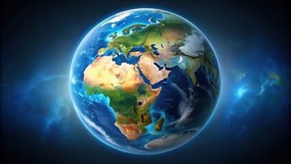Fototapeta premium Blue planet earth with visible continents and oceans , planet, earth, blue, continents, oceans, globe, environmental
