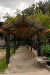 Naklejka premium wooden bridge in the park Pomacochas Amazonas Perú
