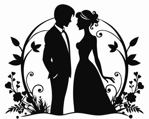 wedding romantic couple vector illustration