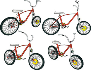 Vector sketch illustration silhouette design image of a cool, trendy, modified bicycle for young people