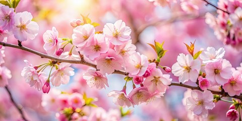 A beautiful and delicate cherry blossom tree in full bloom , spring, Japan, floral, pink, petals, nature, blooming, sakura, season