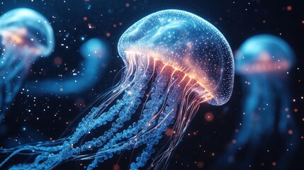 Fototapeta premium Glowing Jellyfish in the Deep