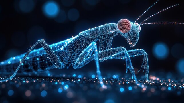 Digital Mantis: A Wireframe Masterpiece
