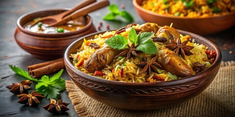 Delicious Indian and Pakistani Biryani dish with aromatic spice-infused rice , Biryani, Indian, Pakistani, cuisine, food