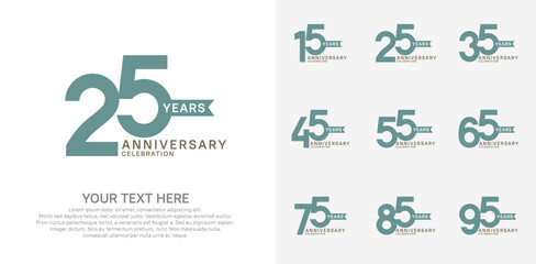 anniversary set, green and black color with ribbon for celebration event