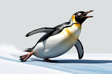 Fototapeta premium A majestic emperor penguin is depicted in danger / Majestic Emperor Penguin in Peril