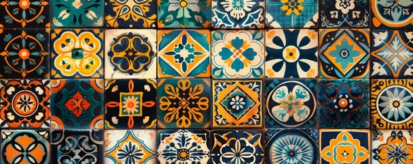 Colorful Floral Tile Pattern.