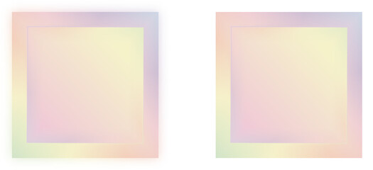 Pastel holographic gradient square elements with glowing effect, isolated png clipart