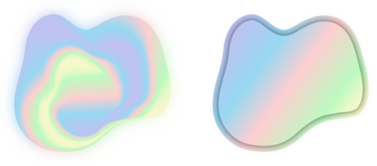 Colorful 3D holographic gradient blob abstract shapes with smooth fluid effect, isolated element design