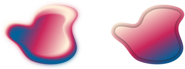 Abstract vintage 3D holographic blobs in pink and blue hues, isolated png element set