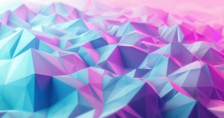 Fototapeta premium Abstract geometric landscape with vibrant blue and pink hues.