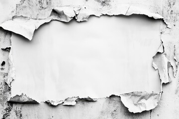 Obraz premium Old ripped torn blank and white posters textures backgrounds grunge creased crumpled paper vintage collage placards empty space text , ai