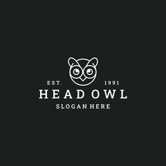 Head owl logo vector hipster vintage icon illustration