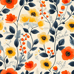 Beautiful seamless floral patterns for fabric and wallpaper, vintage floral patterns, seamless botanical patterns, colorful seamless floral backgrounds for fabric printing.
