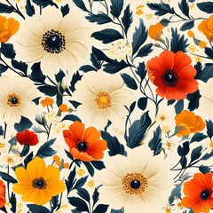 Beautiful seamless floral patterns for fabric and wallpaper, vintage floral patterns, seamless botanical patterns, colorful seamless floral backgrounds for fabric printing.