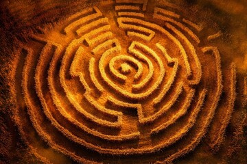 Naklejka premium Aerial view of corn maze Halloween 