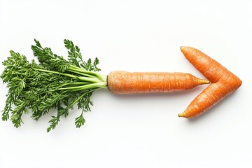 Carrot Arrow:  A fresh and vibrant carrot is creatively arranged to form an arrow, pointing towards the future with potential and growth. The image is a playful and whimsical representation of progres