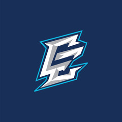 Letter E E Storm Flash Electricity esports logo icon vector