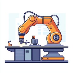 Modern Industrial Robotic Arms isometric 3d illustration at assembling process