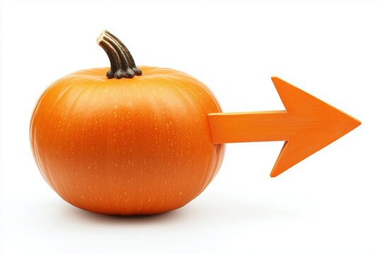 Pumpkin Pointing the Way: A vibrant orange pumpkin with a bold arrow, perfect for autumnal promotions and festive announcements. 