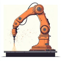 Modern Industrial Robotic Arms isometric 3d illustration at assembling process