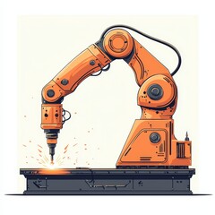 Modern Industrial Robotic Arms isometric 3d illustration at assembling process