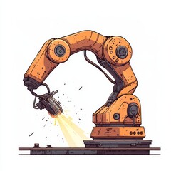 Modern Industrial Robotic Arms isometric 3d illustration at assembling process