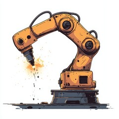 Modern Industrial Robotic Arms isometric 3d illustration at assembling process