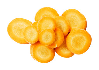 slices of carrots isolated on white