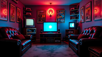 Retro Neon Gaming Room