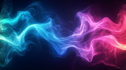 Fototapeta premium Abstract Digital Waves in Blue, Pink, and Yellow Hues