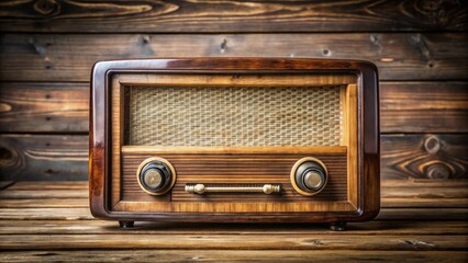 Old vintage radio on wooden surface , retro, antique, technology, nostalgia, music, receiver, wireless, tuner, classic