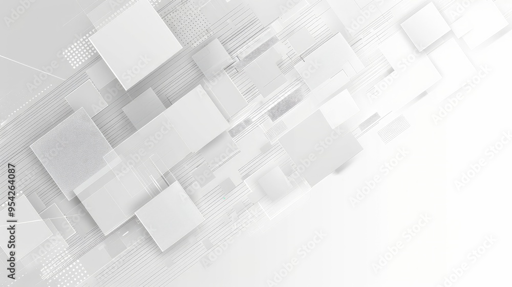 Poster abstract geometric design with layered shapes in a monochromatic color scheme.