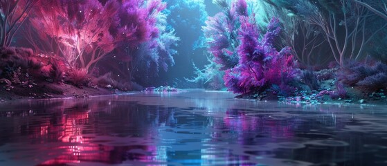 Obraz premium Enchanted River in a Dreamlike Forest