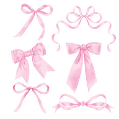 Clip art watercolor stye ofr Bows set , Vector all elements isolated on white background.