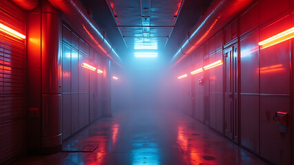 Cyberpunk style hall