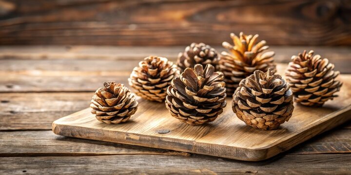 Zirbenzapfen auf Holzbrett f?r Zirbenschnaps, Zirbenzapfen, Holzbrett, Zirbenschnaps, Schnapsflasche, Alkohol