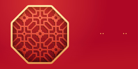 Chinese traditional window frame, New Year banner or poster design