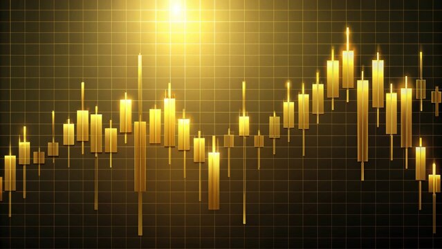 Golden trading chart with candlestick patterns and indicators, trading, chart, golden, candlestick, patterns, indicators