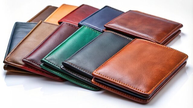 Collection of leather wallets in various colors, leather, wallets, collection, different colors, accessory, fashion, style