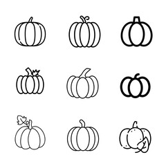 Pumpkin vector icons. Simple illustration set pumpkin elements, editable icons,  use in logo, UI and web design.
