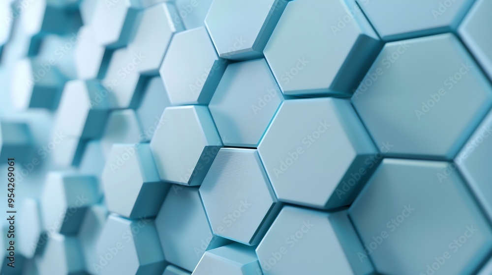 Sticker abstract geometric pattern of blue hexagonal shapes.