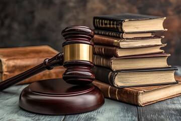 Obraz premium Law theme, gavel or mallet of the judge, lawyer enforcement officers, evidence-based cases taken into account in the court abount business, legislation, ai