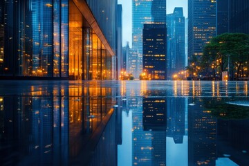 Reflection in a modern financial area , ai