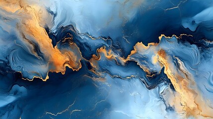 Blue Gold Marble Sea Concept for Luxury Brand Marketing