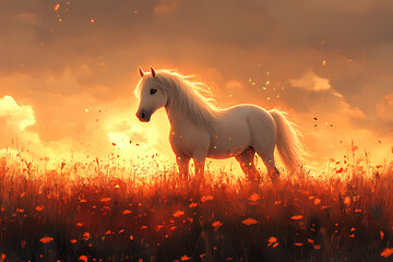 cute horse with nature background