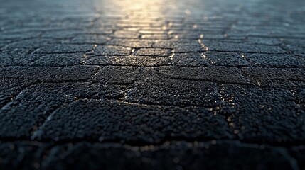 Obraz premium The black road texture captured from a top-down perspective is rich in details, with small cracks and matte surfaces, suitable for video games, 3D modeling, and visual effects applications.