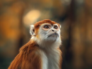 Fototapeta premium Patas Monkey Wildlife Close Up of Erythrocebus Patas in Habitat