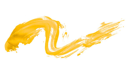 Fototapeta premium Yellow brush strokes set on transparent background.